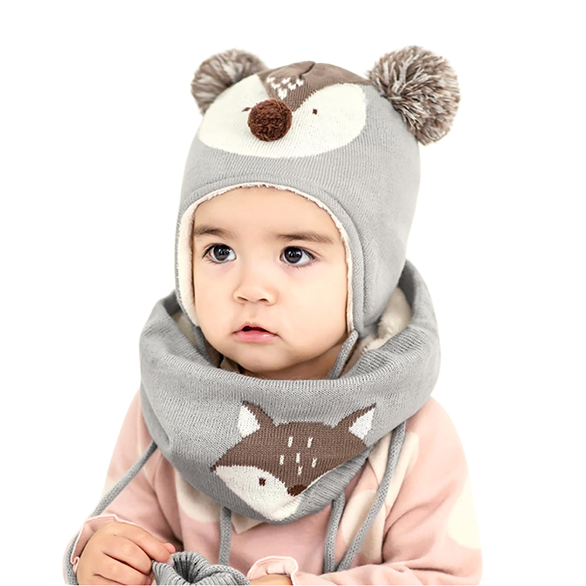 Bambini Ragazzi Cappello Sciarpe Guanti Set Ragazze Cappello Autunno Invernale Primavera Cappelli Caldo Carina Piccolo Volpe Beanie Berretto Bambino Infantili del Cappello 1-6 Anni