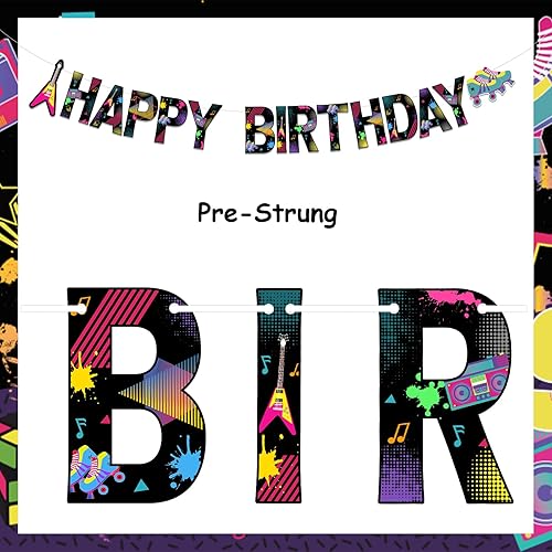 Miniatura 5 de Sursurprise Decoraciones de fiesta temática de regreso a los 80, pancarta de feliz cumpleaños de los años 80, suministros de fiesta de cumpleaños