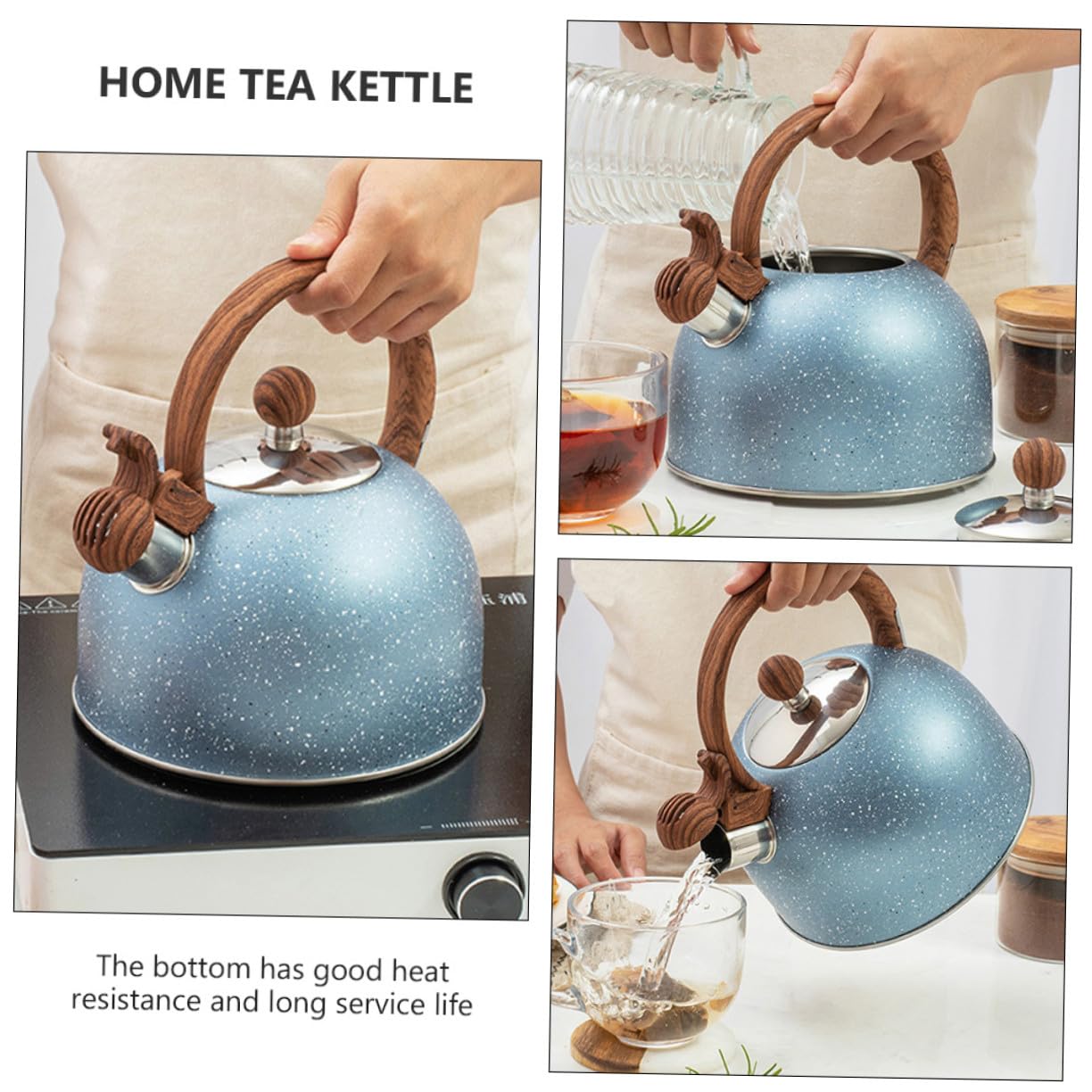 Pfeifender Teekessel 2, 5 L Blau aus Edelstahl und Kunststoff | Großes Fassungsvermögen, Hohe Temperatur und Korrosionsbeständigkeit, ein Stück Modell
