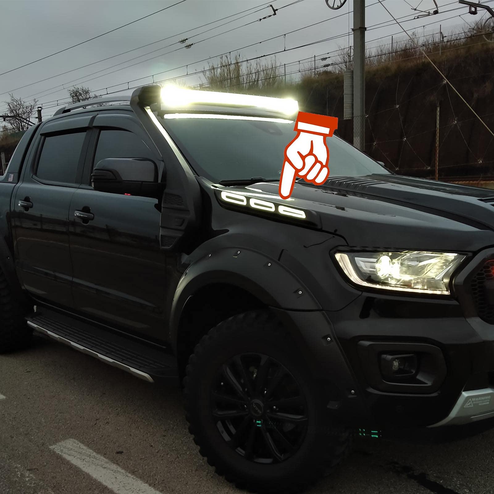 JHCHAN LED DRL Daytime Running Light Side Bonnet Light Turn Signal for Ford Ranger Wildtrak T6 T7 T8 2012-2020 PX MK1 MK2 MK3 XL XLT (Side Bonnet Light)