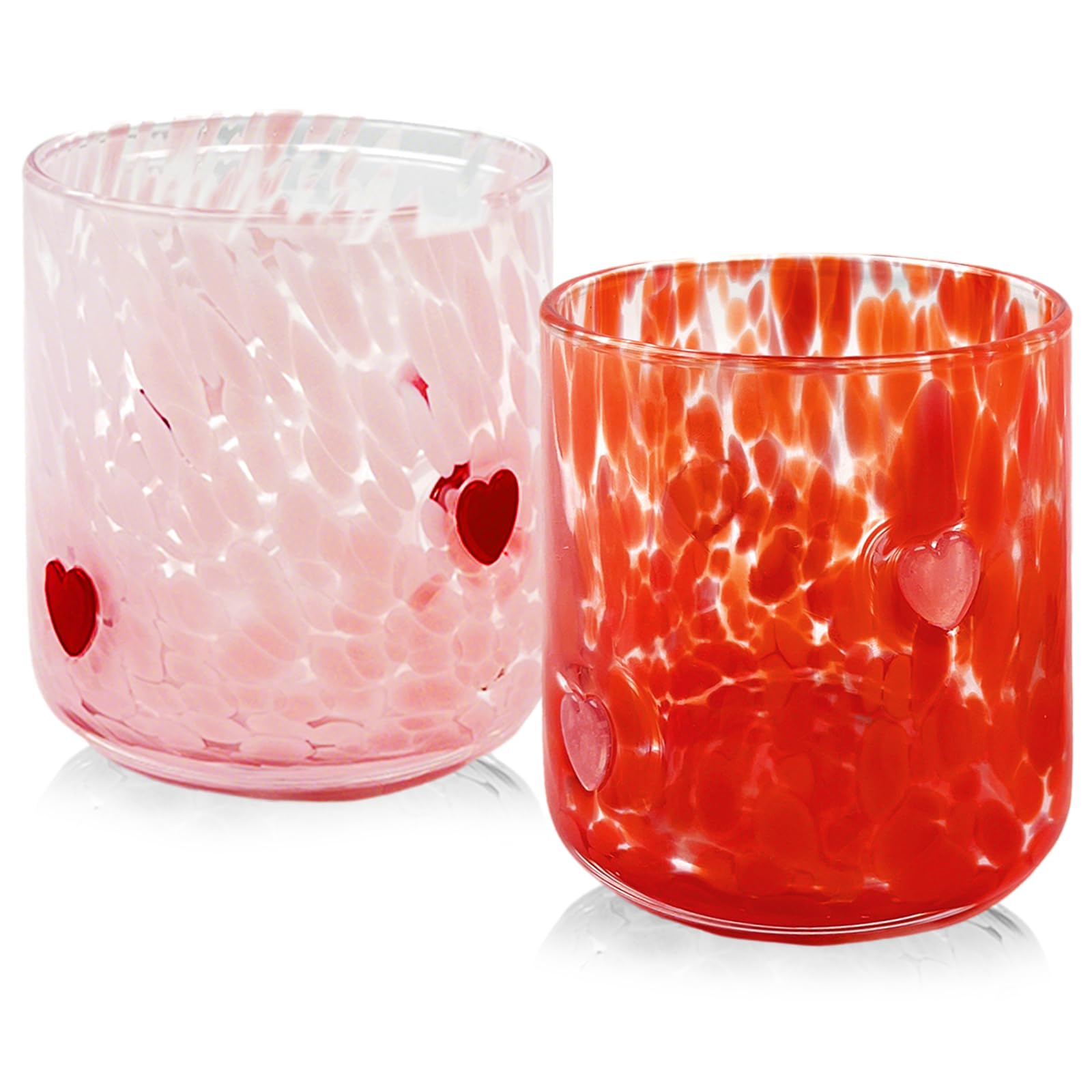 2 Pcs Valentine's Day Icon Juice Glass,14 Ounce Icon Juice Glass Cups, Cute Double Old Fashioned Reusable Cups for Home Bar Decor Lovely Gifts