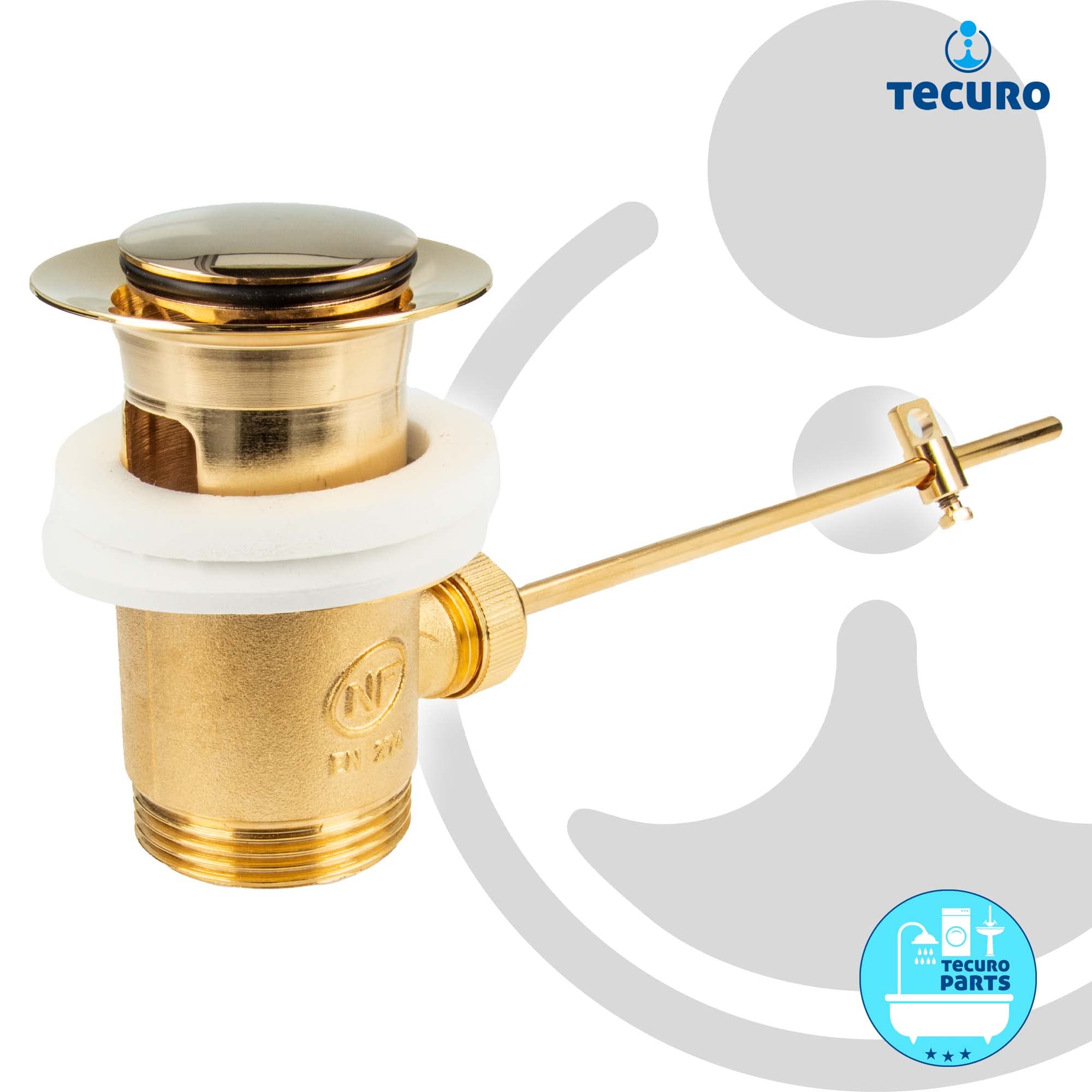 EW-HAUSTECHNIK Tecuro Juego de desagüe excéntrico, dorado, para lavabo