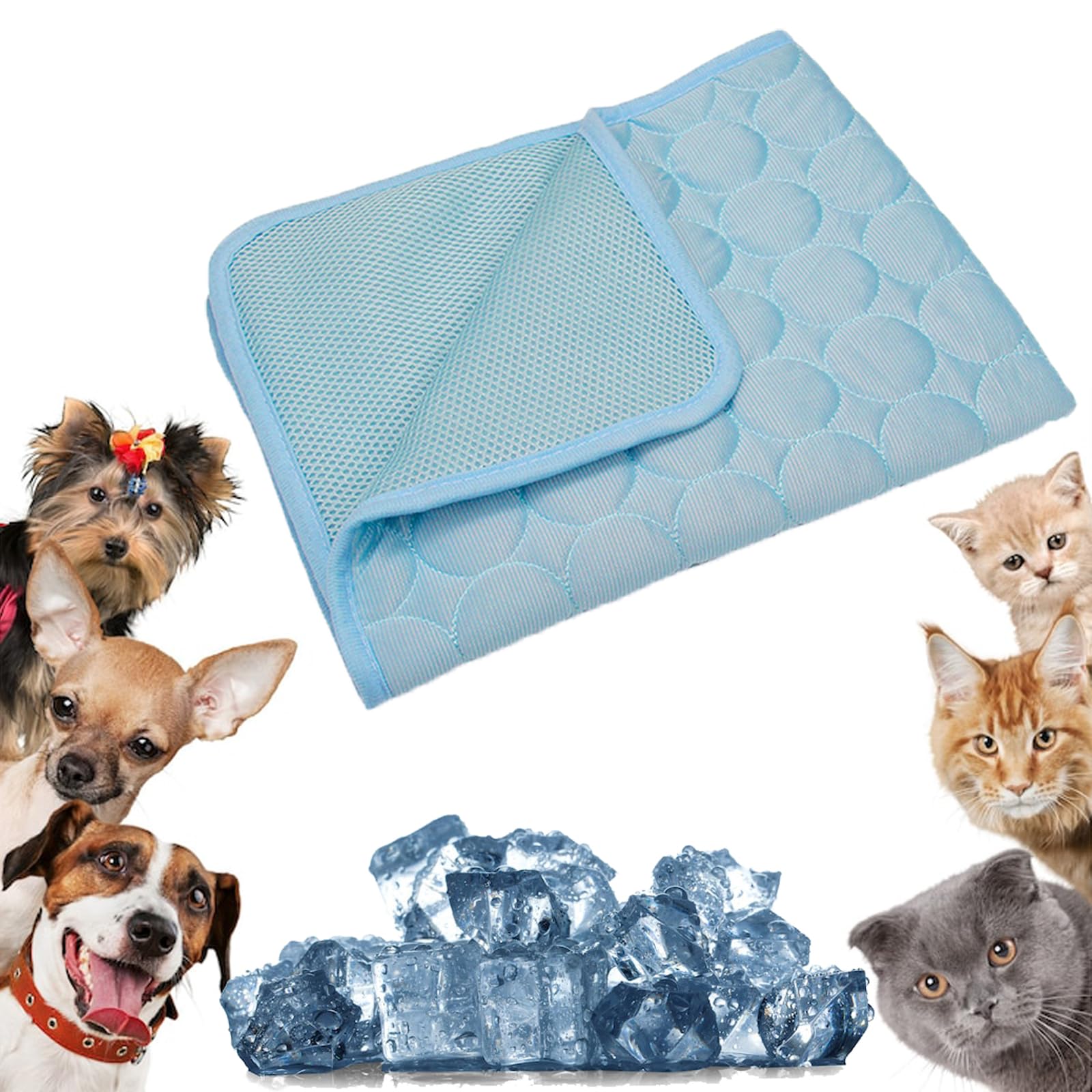 Cooling Mat, Cooling Dog Bed, Non Slip Dog Mat, Machine-Washable, Large Pet Cooler Pad for Car, Sofa, Floor, Machine-Washable (Light blue,XXL-150 * 100CM)