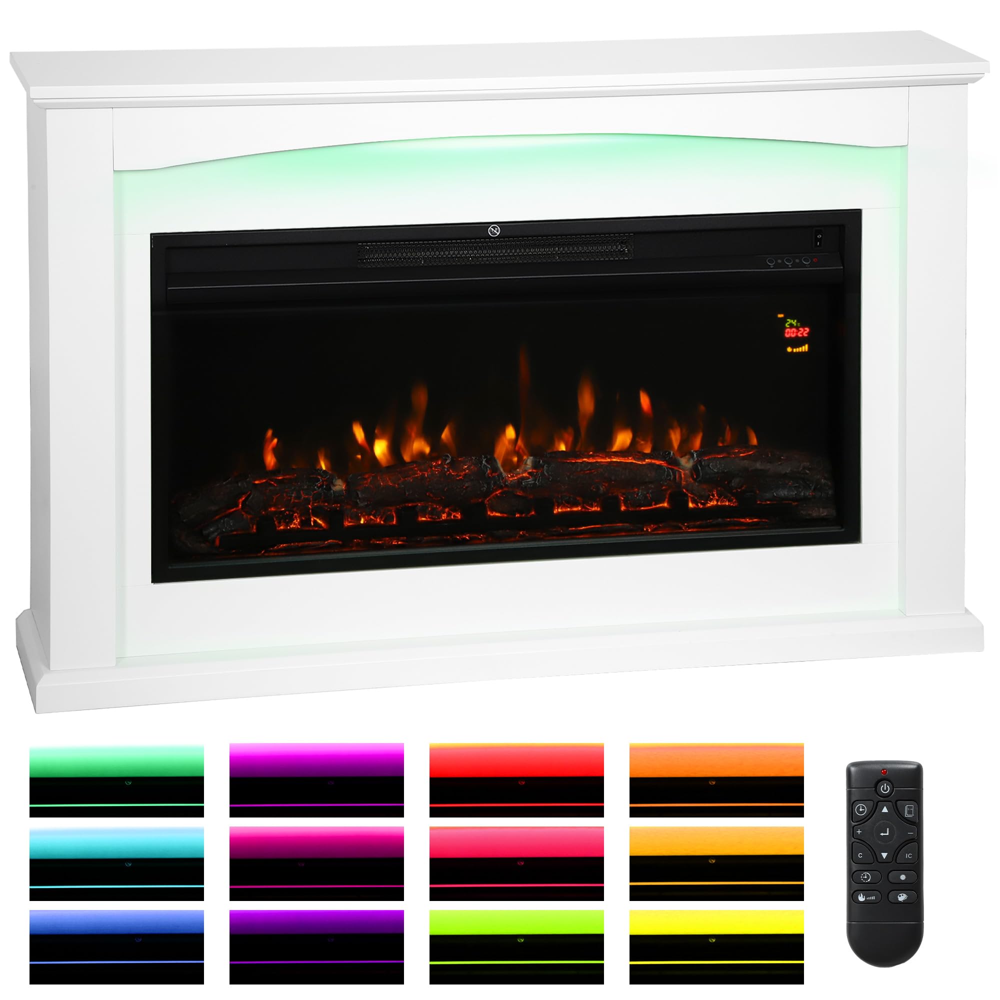 HOMCOM Inset Electric Fireplace - White - 30 m²