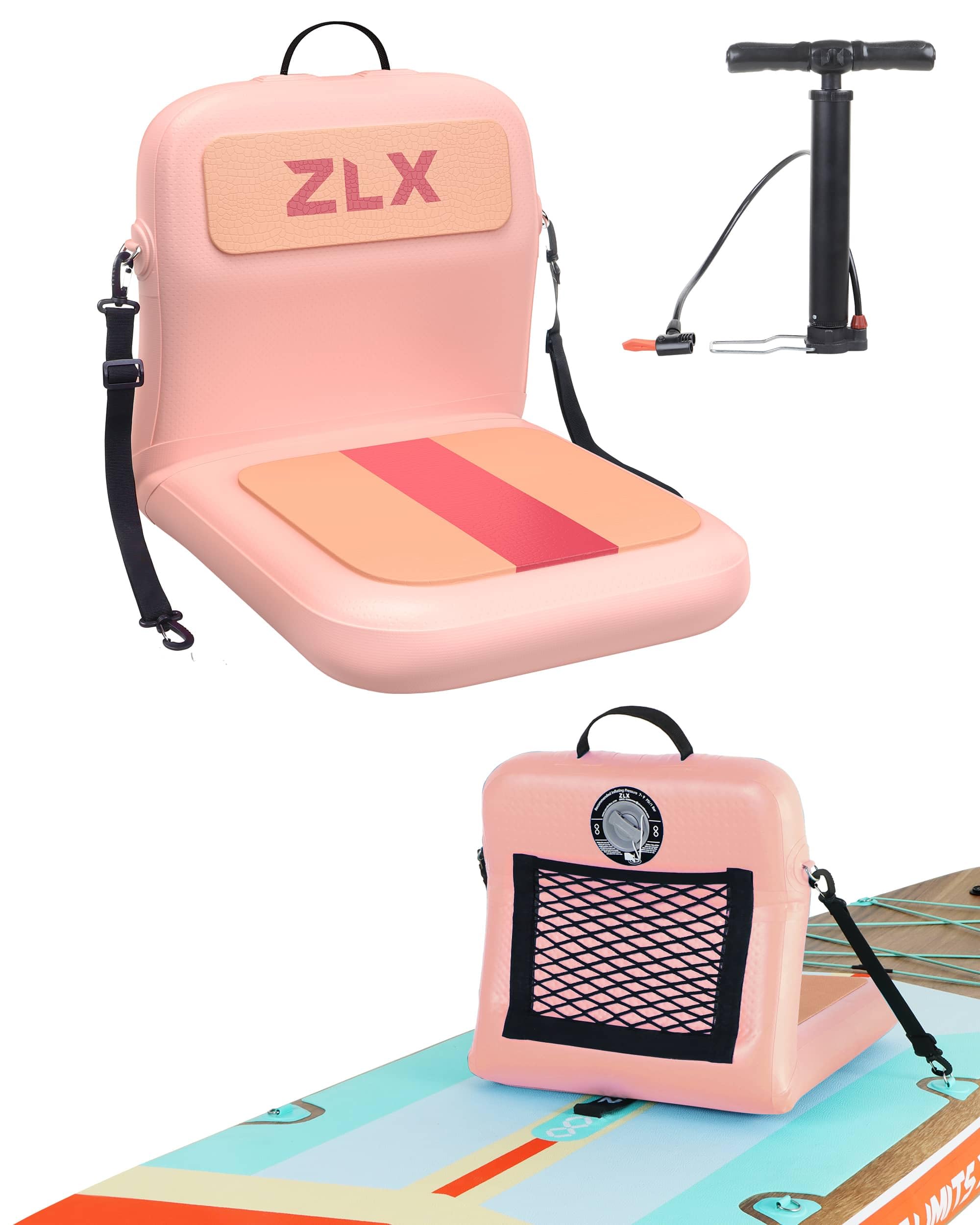 ZLX Gonfiabile Paddle Board Kayak Seat Portatile Canoa Surfboard Sup Seat Con Pompa Aria Materiale PVC per Outdoor Kayak Camping Picnics Watch (Rosa)