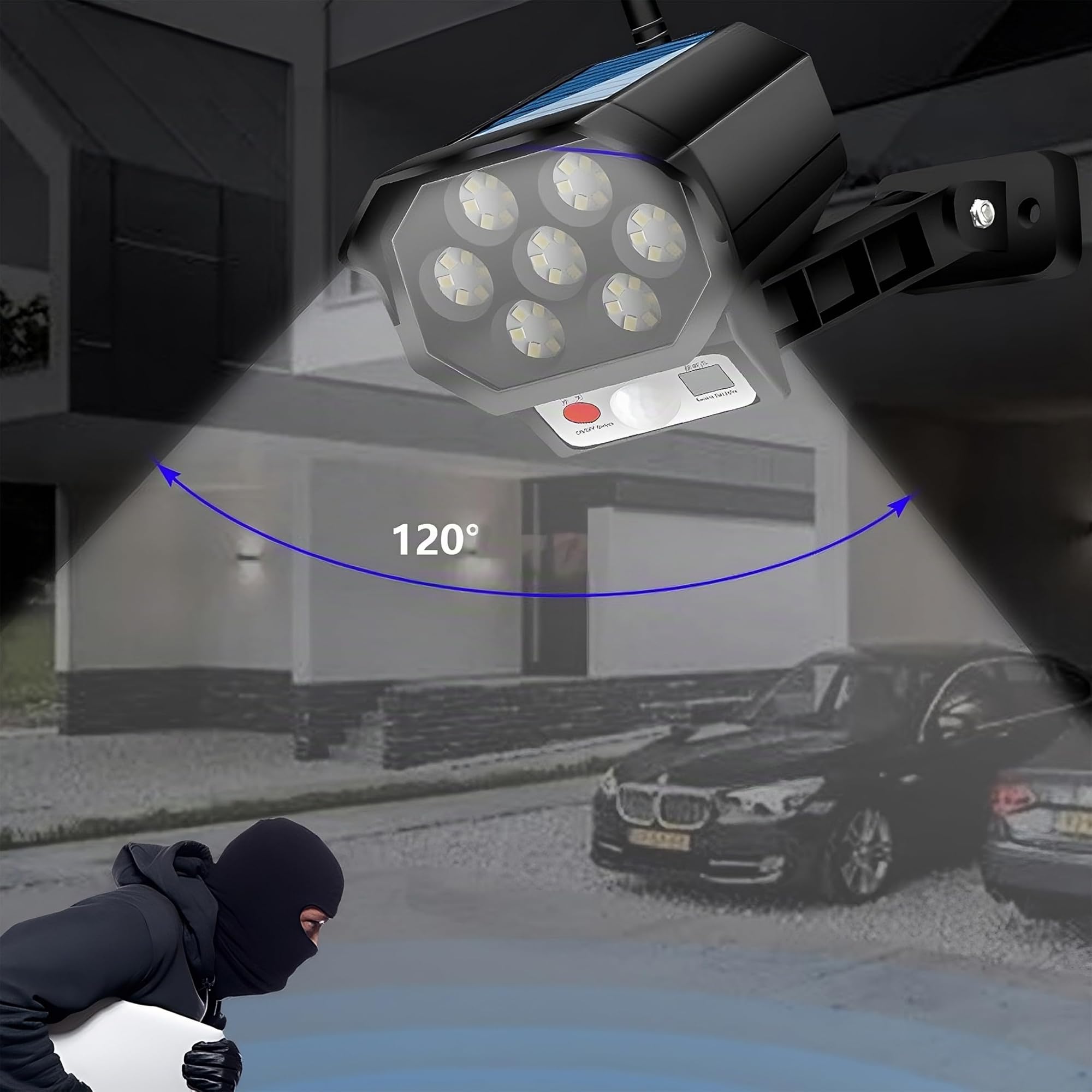 Retoo Finta Telecamera di Sorveglianza Esterna CCTV con Luce LED Solare Pannello Solare a Parete