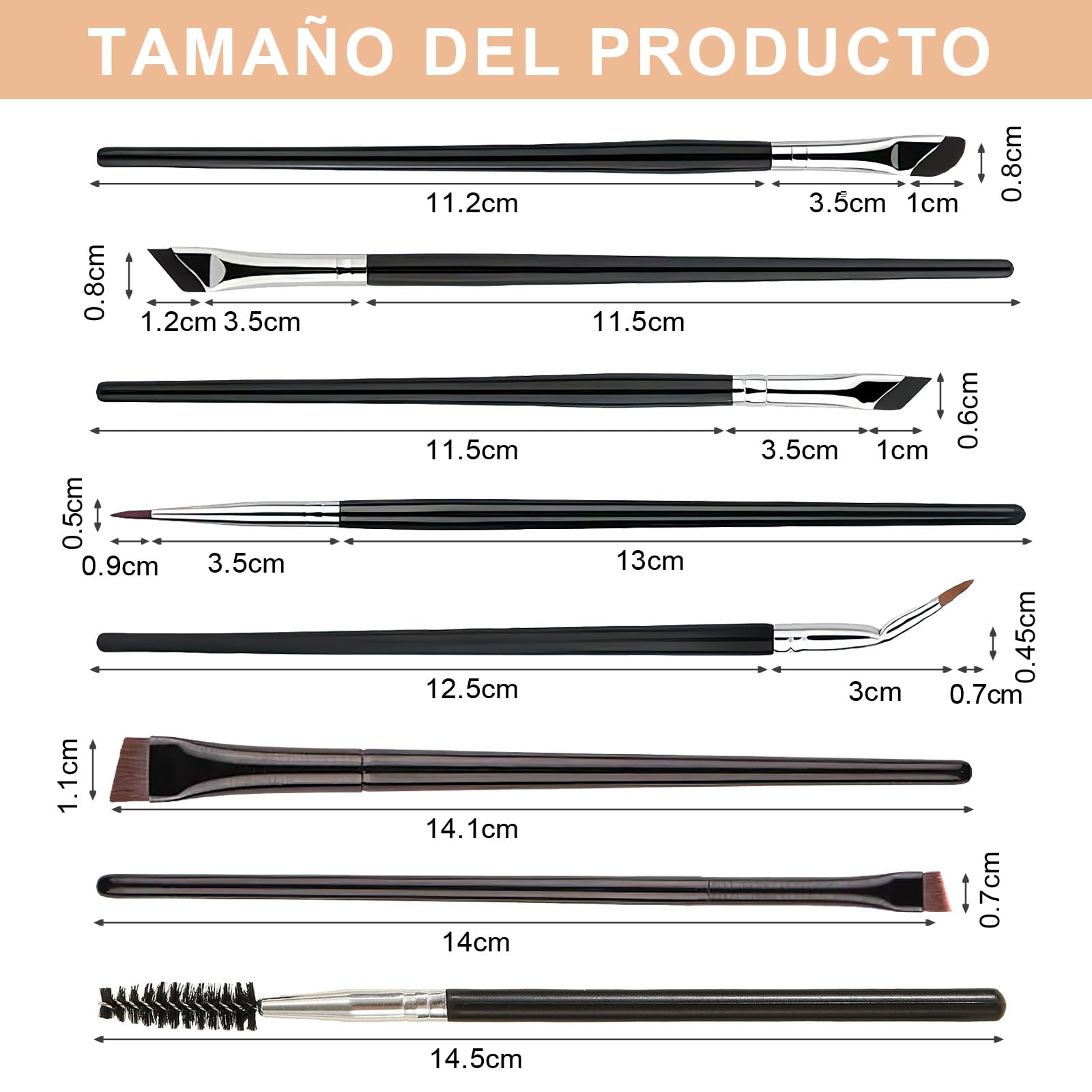VEGCOO 8 Pinceles Delineador de Ojos, Maquillaje de Ojos Profesional