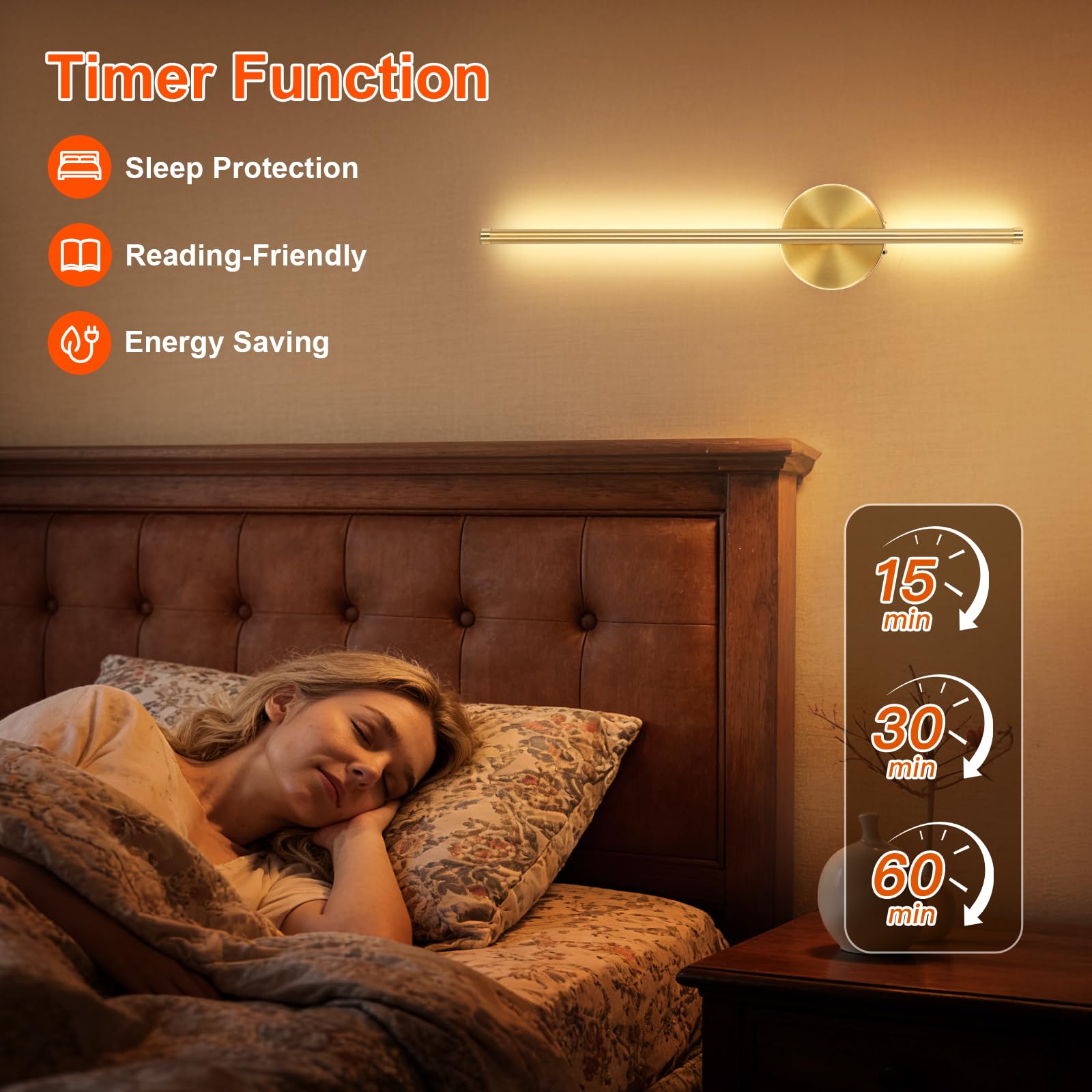Ketom 2 Stück LED Wandleuchte Innen Gold, Dimmbare Wandlampe mit Fernbedienung, 3 Farbtemperaturen, USB Aufladbar Akku