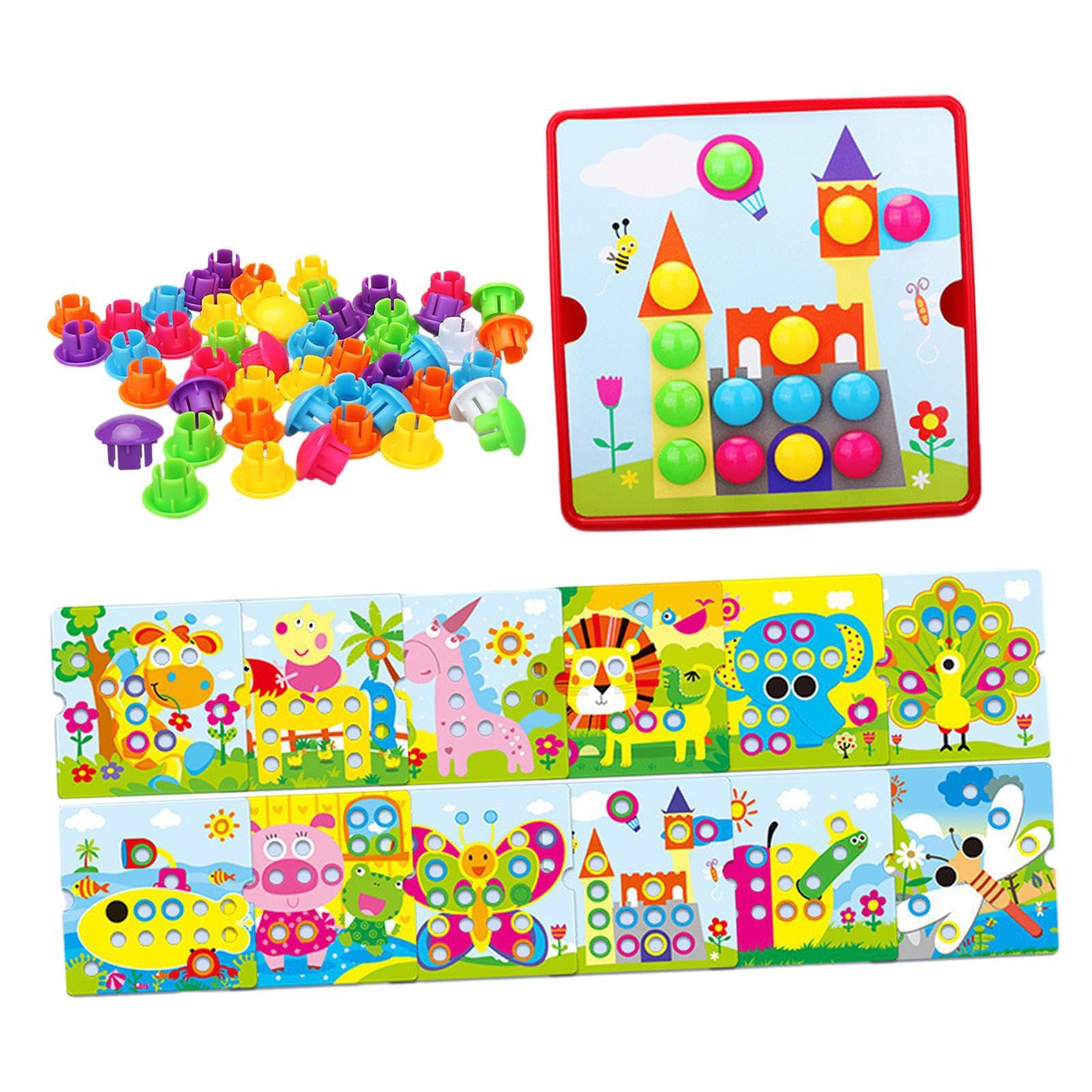 TWISAXC Mosaic Pegboard Crafts Color Matching Game For Toddlers Promoting Fine Motor Skills And Creativity Color Recognition Mosaic Peg Boards Game