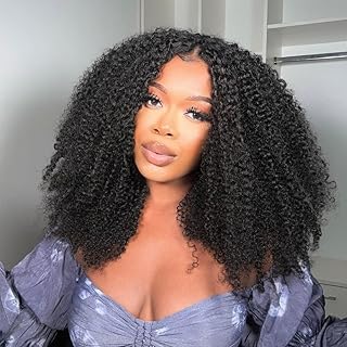 BLY Afro Curly Bundles Human Hair 100% Unprocessed Virgin Hair for Women 18 20 22 Inch Natural Black Full Afro Kinky Curly Hair Extensions 3 Bundles