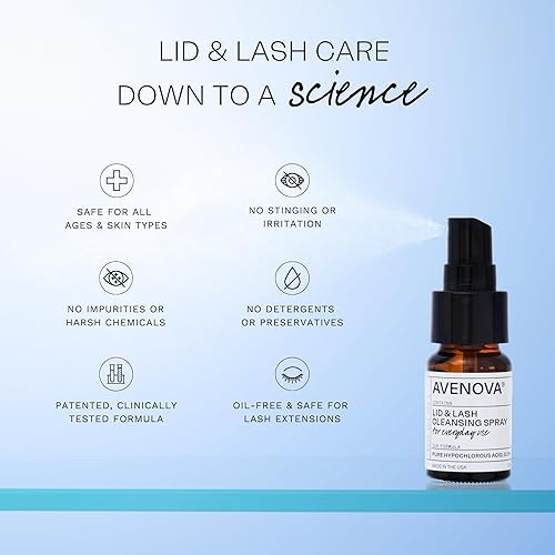 Miniatura 4 de Avenova Spray limpiador de párpados y pestañas, botella de 0.7 fl oz, espray de ácido hipocloroso puro diario suave para irritación ocular