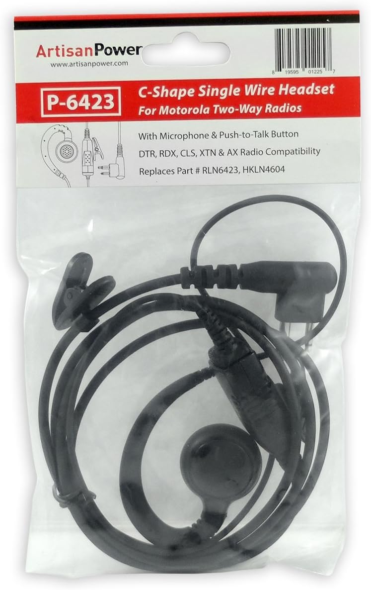 Artisan Power P-6423: C-Shape Single Wire Headset for Motorola CLS1410 and CLS1100 Radios: RLN6423, HKLN6423, HKLN4604