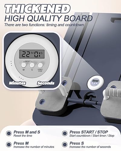 Miniatura 4 de Tabla de pilates, tabla multifuncional con temporizador, máquina de abdominales antideslizante con soporte de codo, fácil de almacenar para