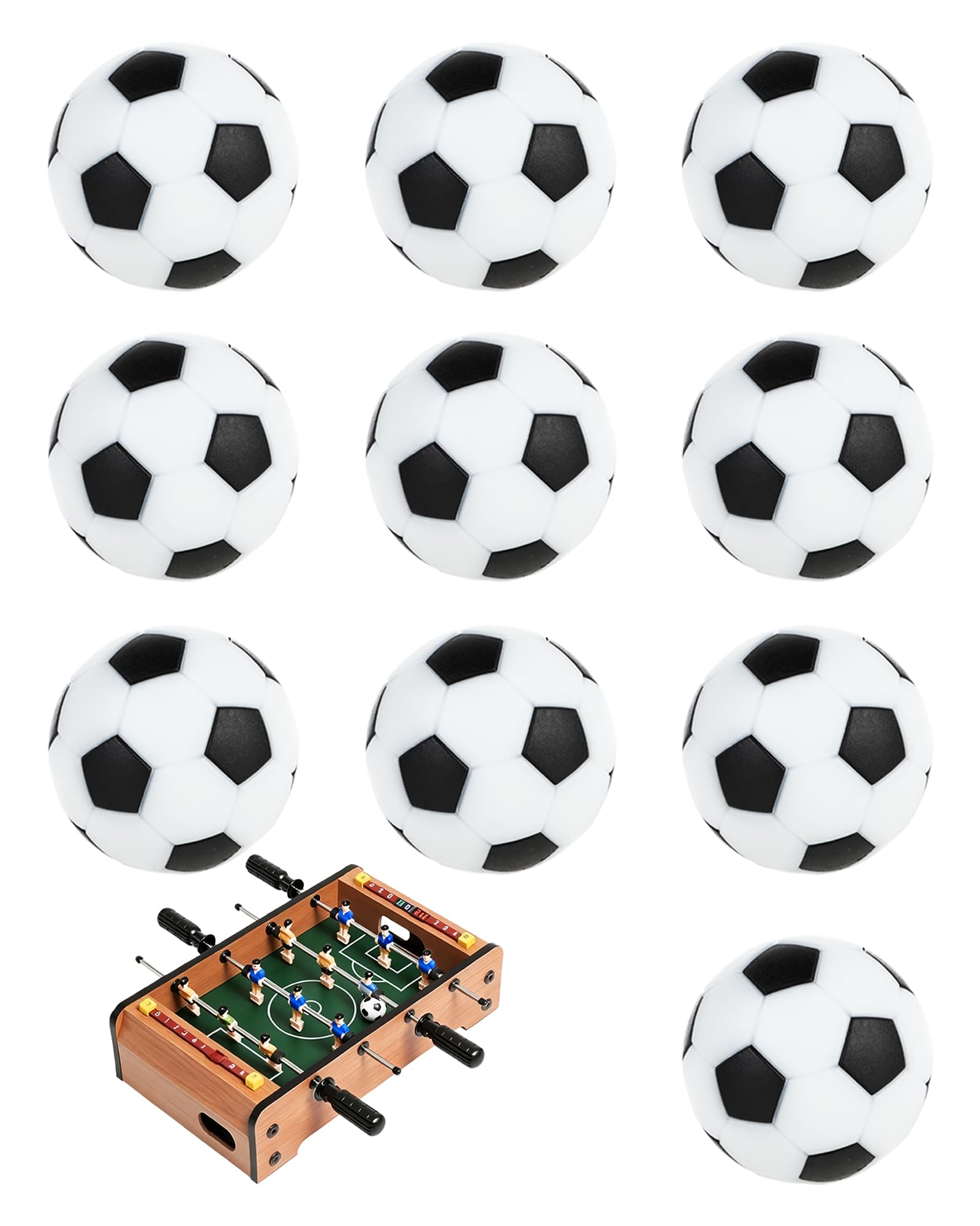 10 Pelotas Futbolín – Bolas Repuesto 32 mm para futbolines para niños y Adultos, Accesorios para Juegos de Futbol y Entrenamiento