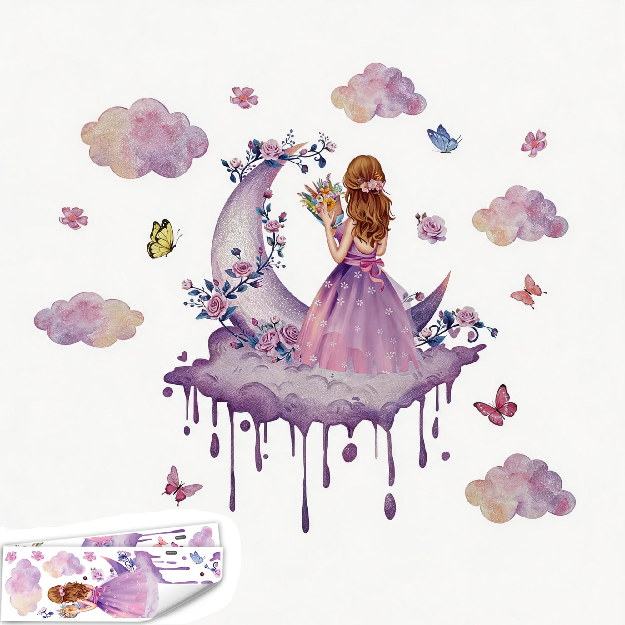 2 Pcs Butterfly Wall Stickers for Girls Room, 60cm