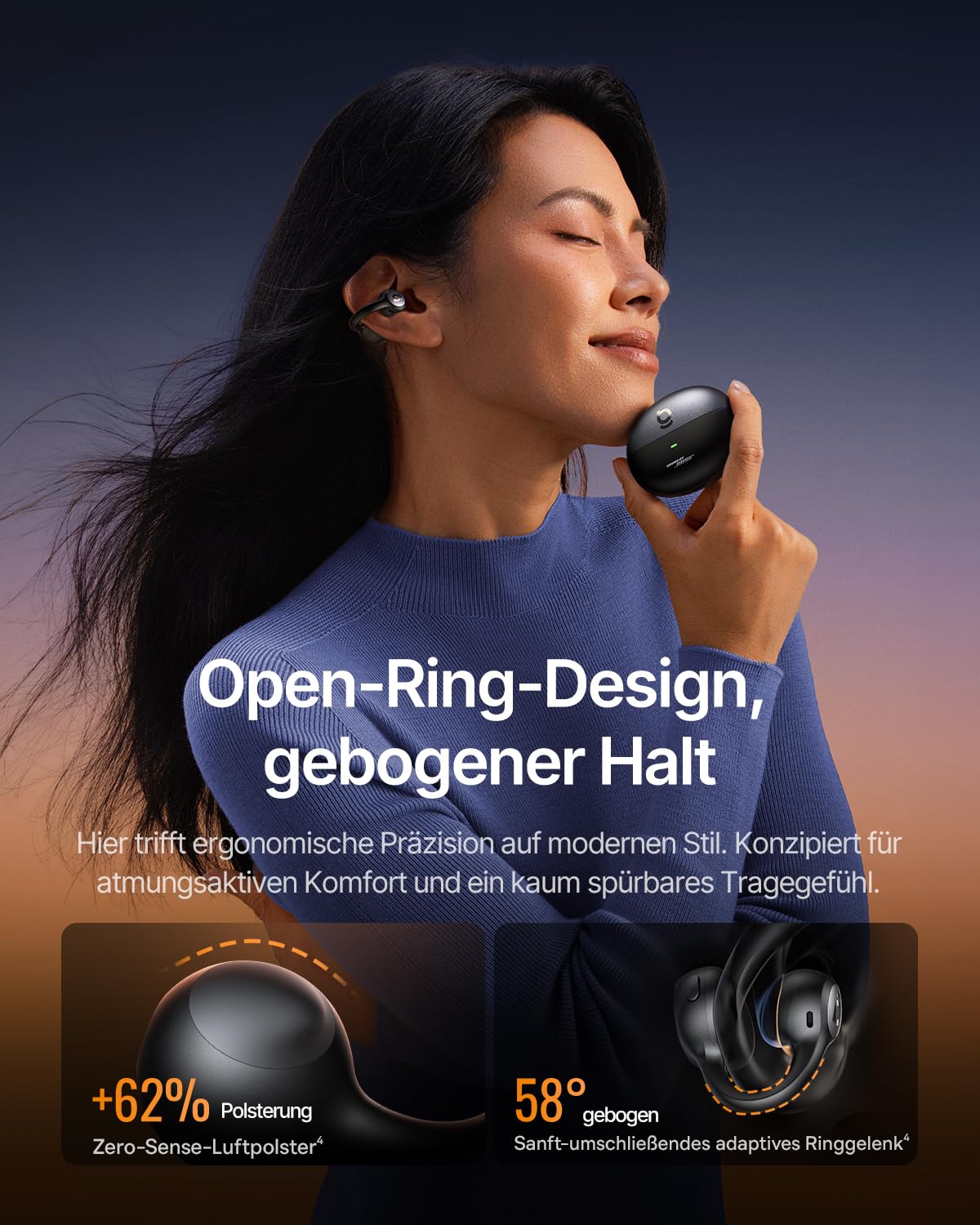 Baseus Inspire XC1 Open-Ear Kopfhörer, Sound by Bose, Cloud-Komfort Open Earbuds | Cloud-Komfort, Dolby Audio, Hi-Res, Hybride 2-Wege-Treibereinheit, Knowles BA-Tweeter, 40H Spielzeit, IP66, KI-klare Anrufe