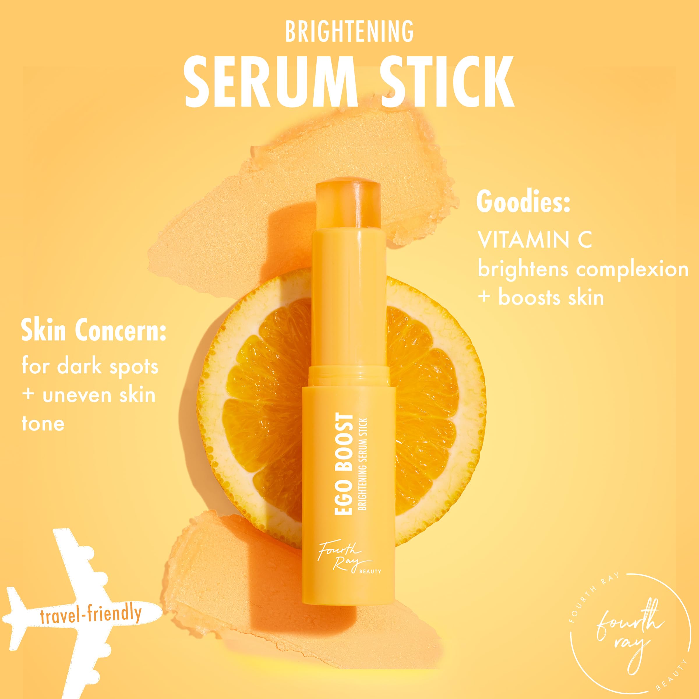 ColourPop Brightening Vitamin C Serum Stick - Face & Under Eye Balm Stick for Glowy Summer Makeup Prep - Enriched with Turmeric to Help Approve the Appearance of Redness - Ego Boost (0.25 oz)
