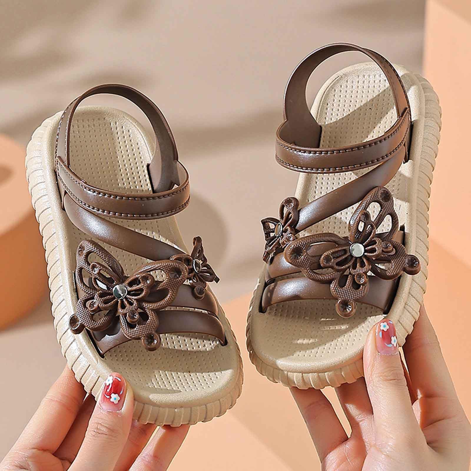 MMRTDJDR Generisch Sandalias Transpirables para Niñas Pequeñas Y Zapatos Livianos, Cómodos Y Informales para Jugar Al Aire Libre para El Uso Diario, Khaki, 11.5 UK Child