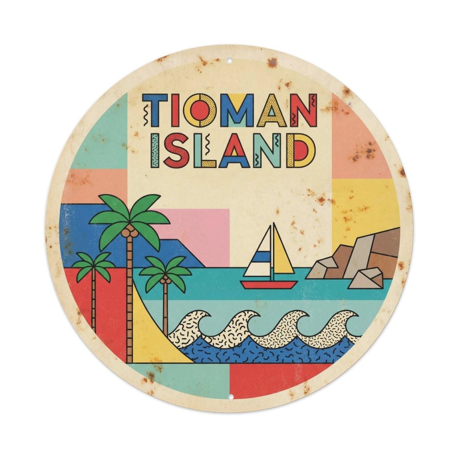 Tioman Island Lagoon Travel Mid Century Destination Metal Tin Sign