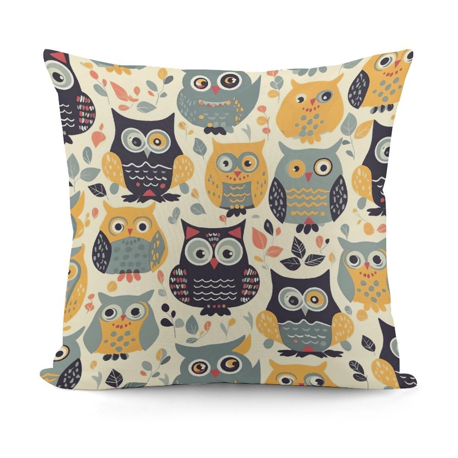 VstaDank Animal Cartoon Owls Cute Throw Pillow Covers 18x18 Inch Soft Couch Home Decor Cushion Cover Comfortable Plush Square Cushion Case Farmhouse Decorative Pillowcase for Living Couch