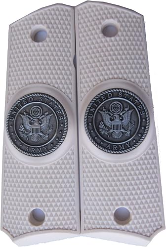 Miniatura 2 de Garrison Grip 1911 Colt tamaño completo y clones (solo agarres) con juego de medallones del ejército de EE. UU