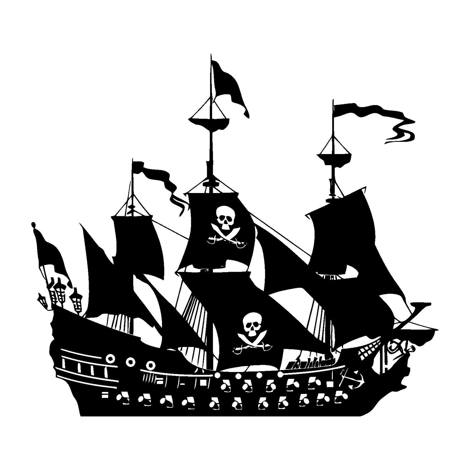 Kate KLC Decal Sticker Boats and Ships-Pirate Ship Boat Sail Ocean-Wall Vinyl Decal-Sea Style-Bath Room Living Nersury Child Room Wall Decor Decals-Color-MiX0022_90_t-11x12.7 in,Multicolor