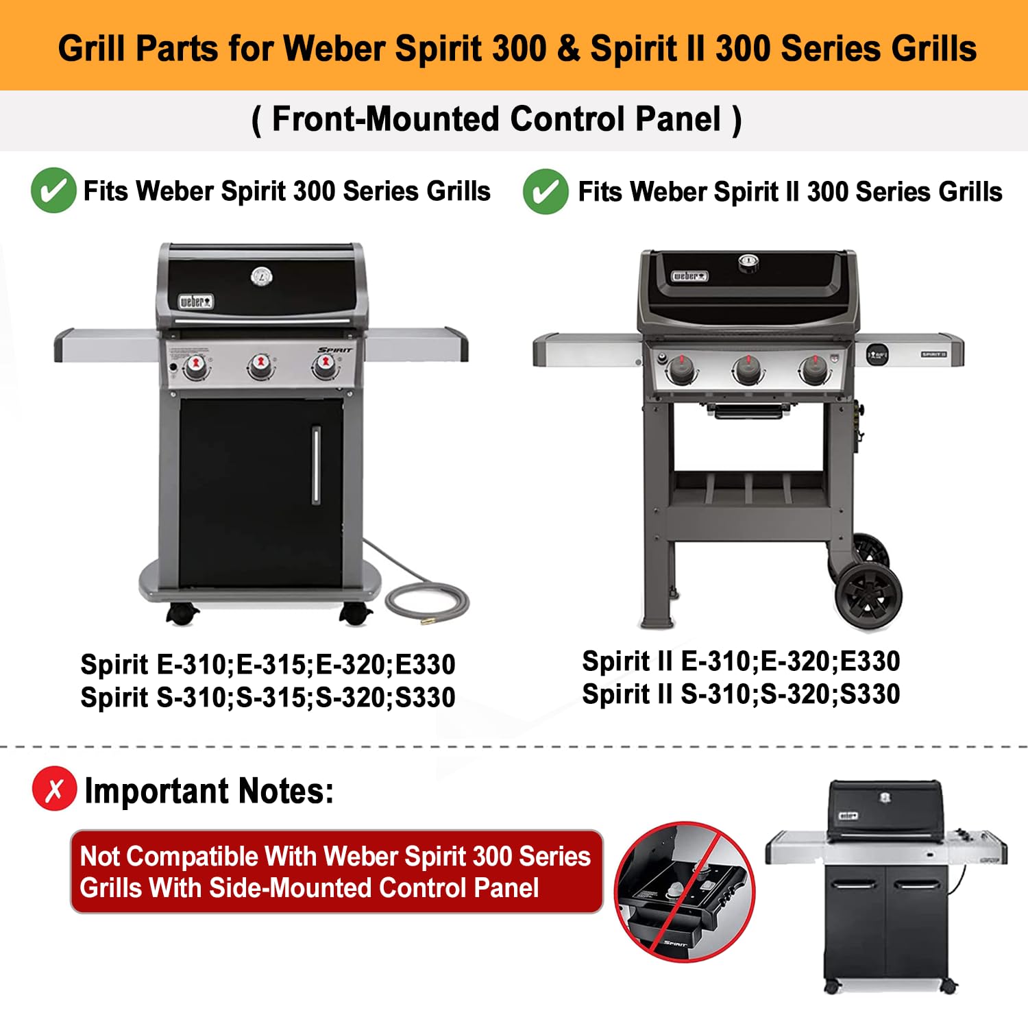 Barres aromatisantes Weber Spirit ; Weber Spirit Grill Part 7636 ; bon remplacement pour Weber | Acier inoxydable 304, durable et durable ; pour barbecues Weber Spirit II et Spirit E/S 310 315 320 330 Series