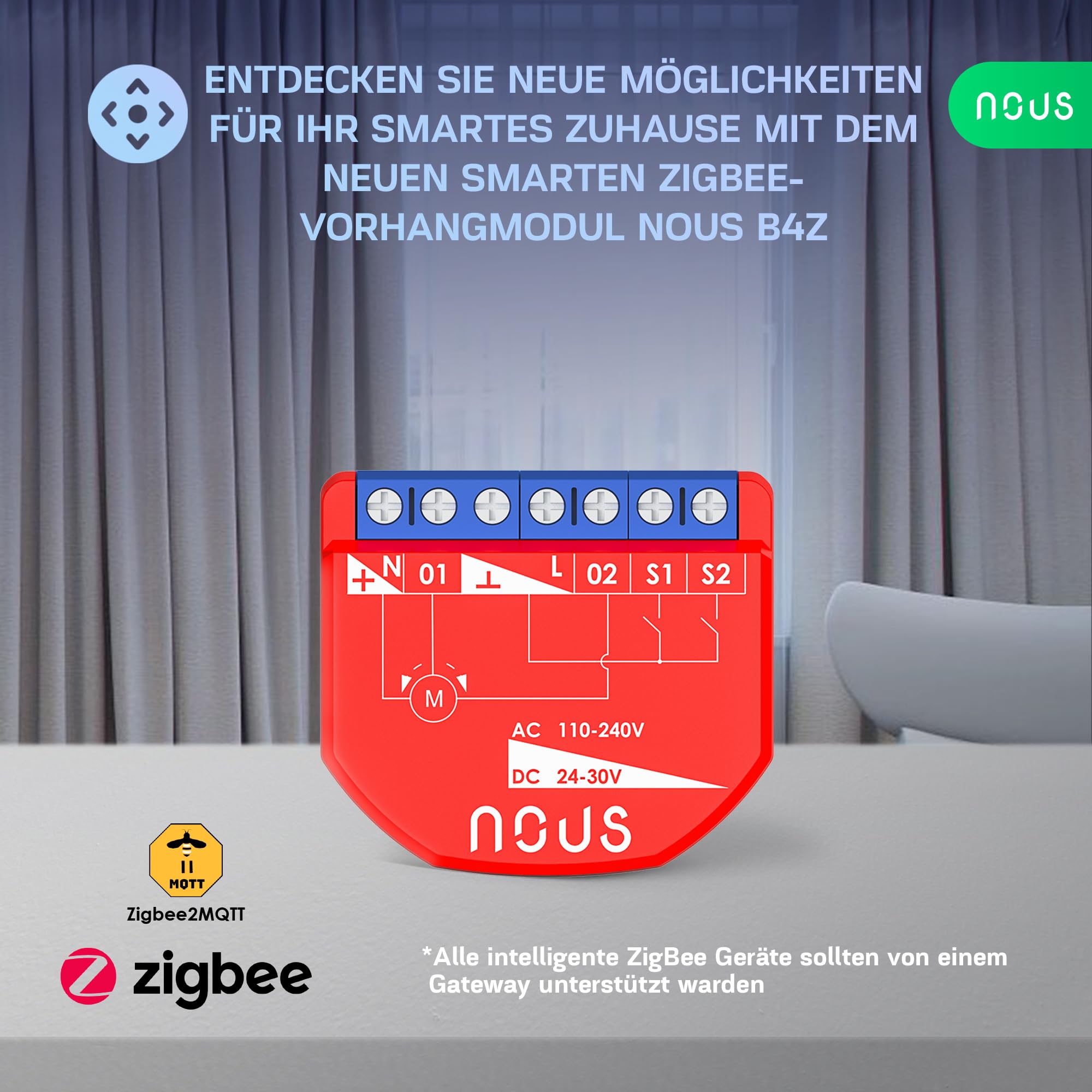 ZigBee Contrôleur intelligent aveugle, AC 16A/DC 10A, passerelle ZigBee 3.0 requise, compatible avec Alexa, Google Assistant, Zigbee2MQTT, Home Assistant, Tuya Smart Life, contacts secs