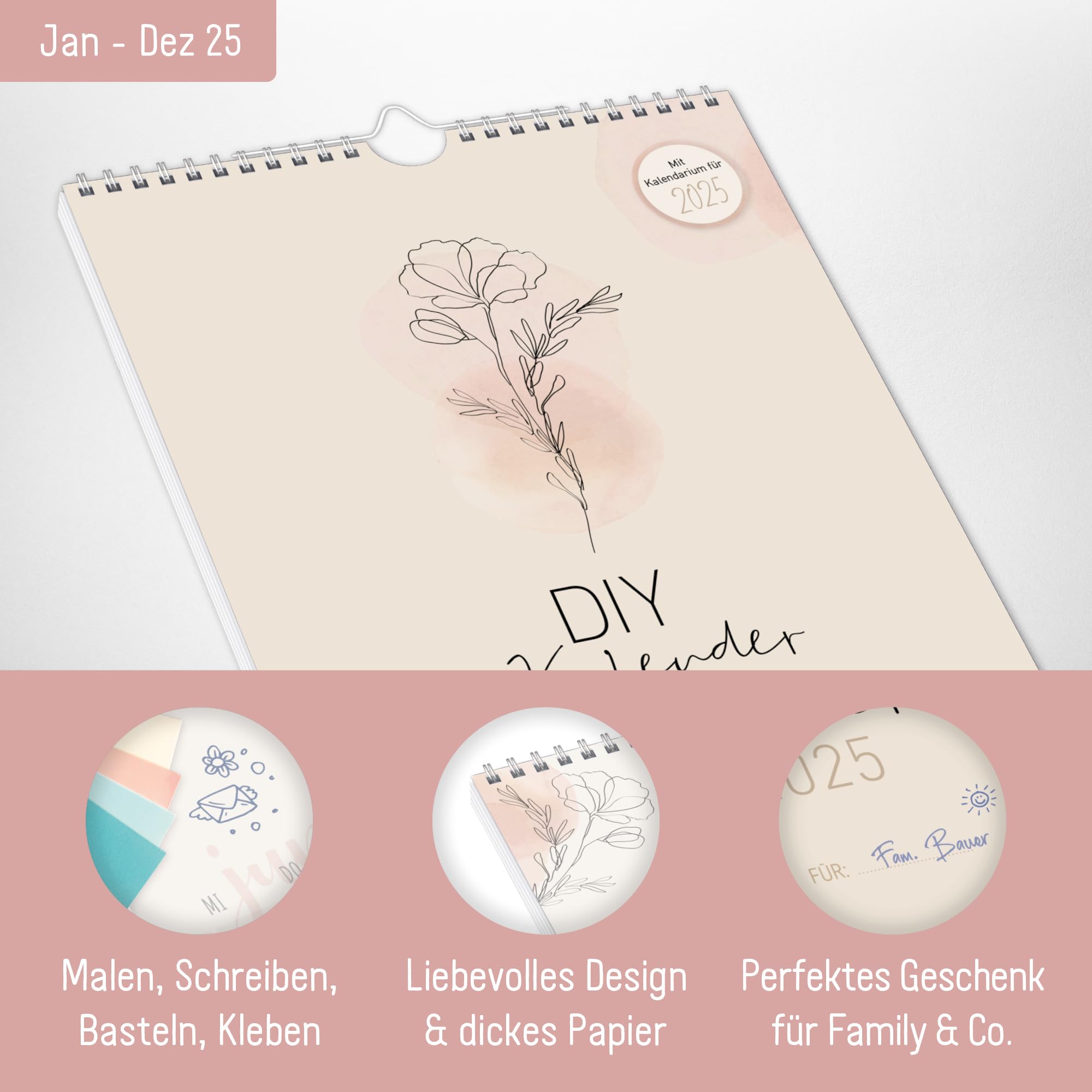 Häfft Bastelkalender 2026 A4 - DIY Fotokalender Zum Selbergestalten Mit Blumen-Design