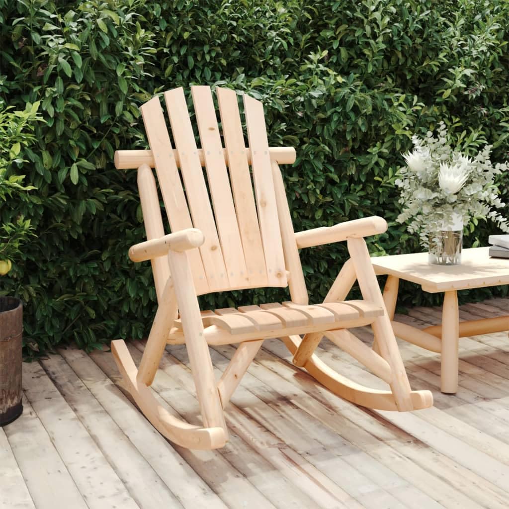 vidaXL Garten Schaukelstuhl, Stuhl mit Schaukeldesign, Gartenstuhl mit Holzrahmen, Terrassenstuhl Outdoor Stuhl Gartensessel, Massivholz Fichte