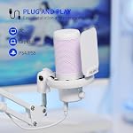 FEELWORLD VM1 Jeu blanc PC USB Microphone Condenser Mic avec Mute d'annulation de bruit RGB Lumière, Accessoires informatiques Cadeaux pour Gamer YouTube Twitch Podcast Streaming Enregistrement Chat en ligne PS4 PS5
