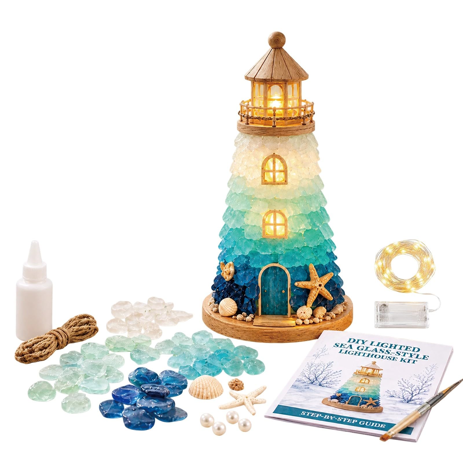 JytxhgzrVZ Sea Glass Art Kit, Christmas DIY Craft Lighthouse Kit，A4