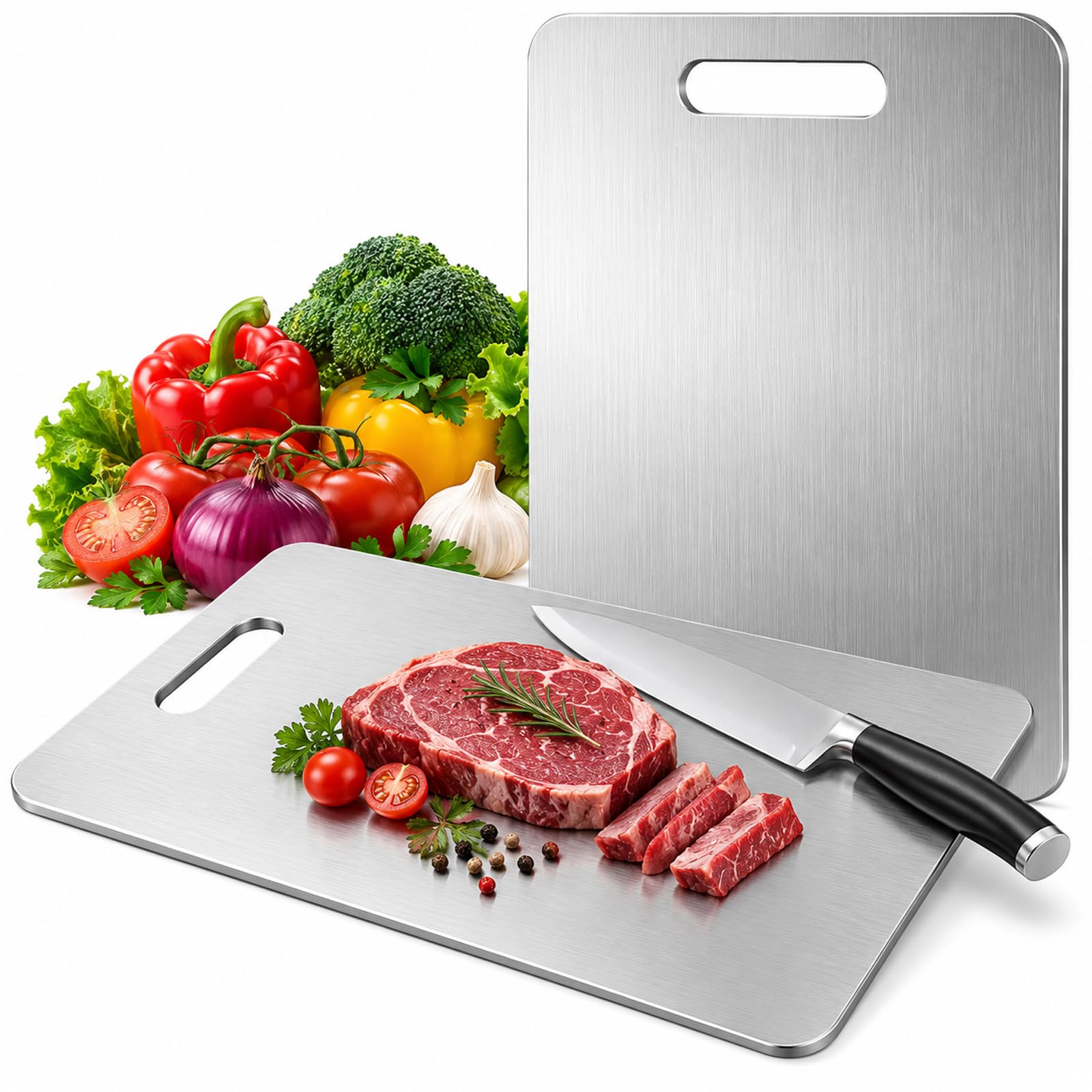 Katori Titanium Chopping Board, Double Sided Pure Titanium Cutting Board for Kitchen，20 × 30 cm (7.87 × 11.81 inches)