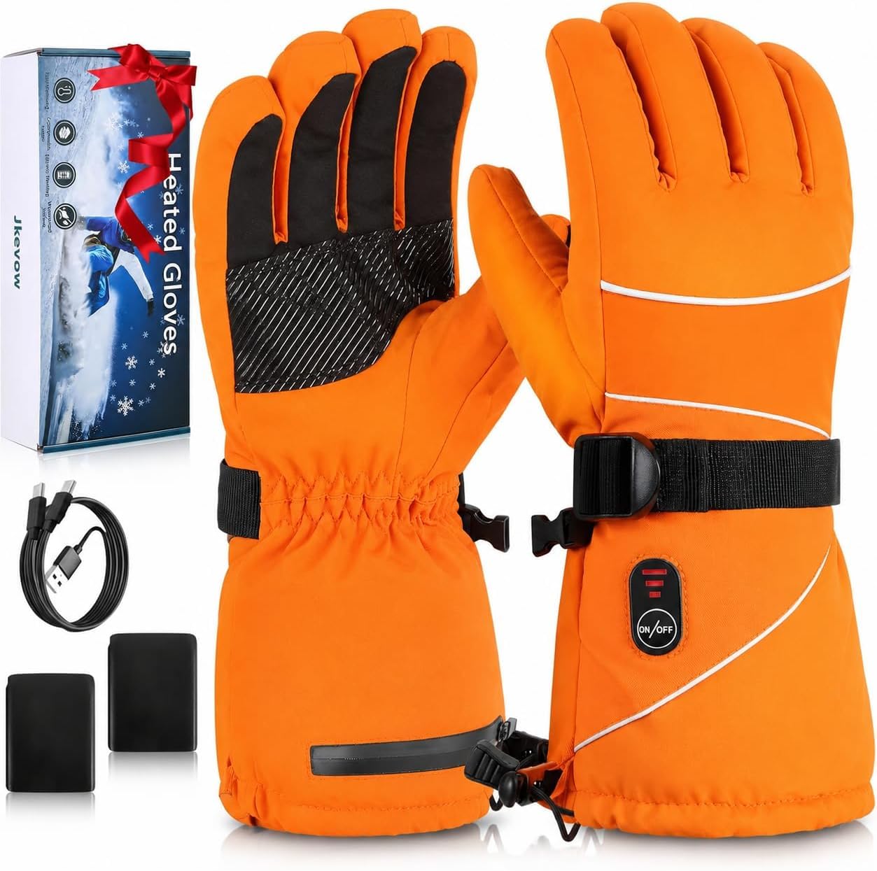 Gants chauffants pour homme et femme, gants chauffants électriques Vorvanta avec batterie rechargeable de 5000 mAh, 3 températures réglables pour moto