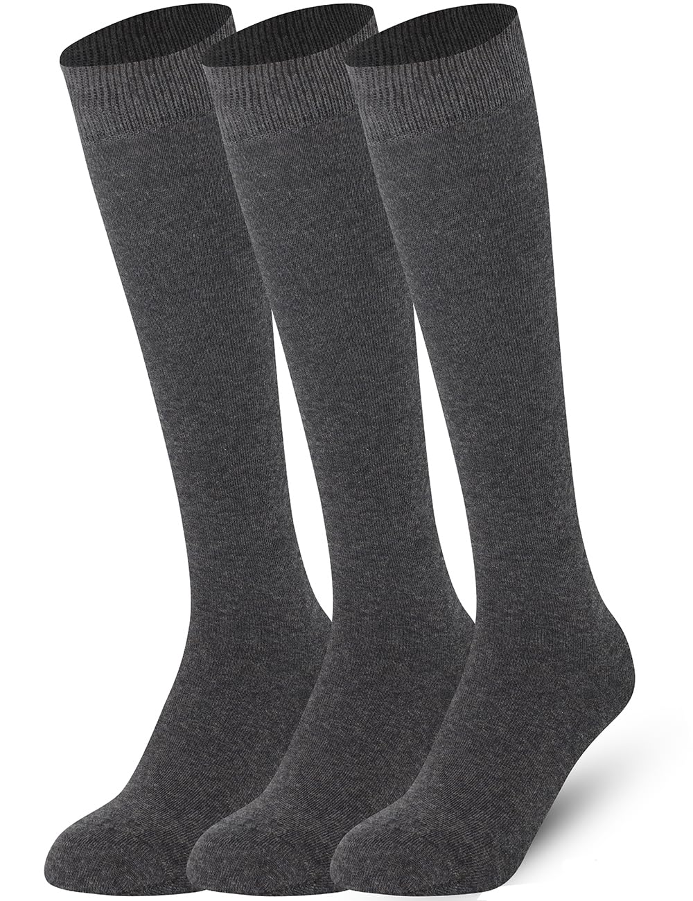 Mysocks Kids Knee High Socks 3 Pairs Seamless Toe Plain Colour