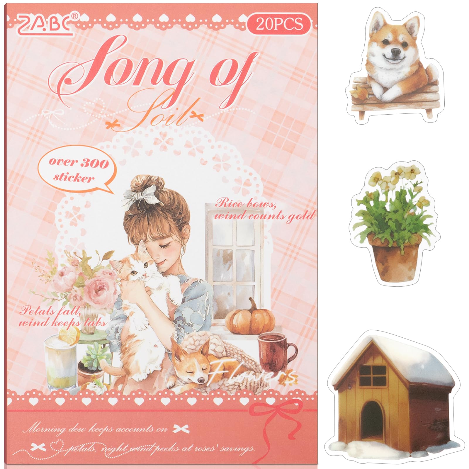 Pastoral Series Sticker Scrapbooking Supplies for Junk Journal, 20 Sheets PET Stickers โ image 1