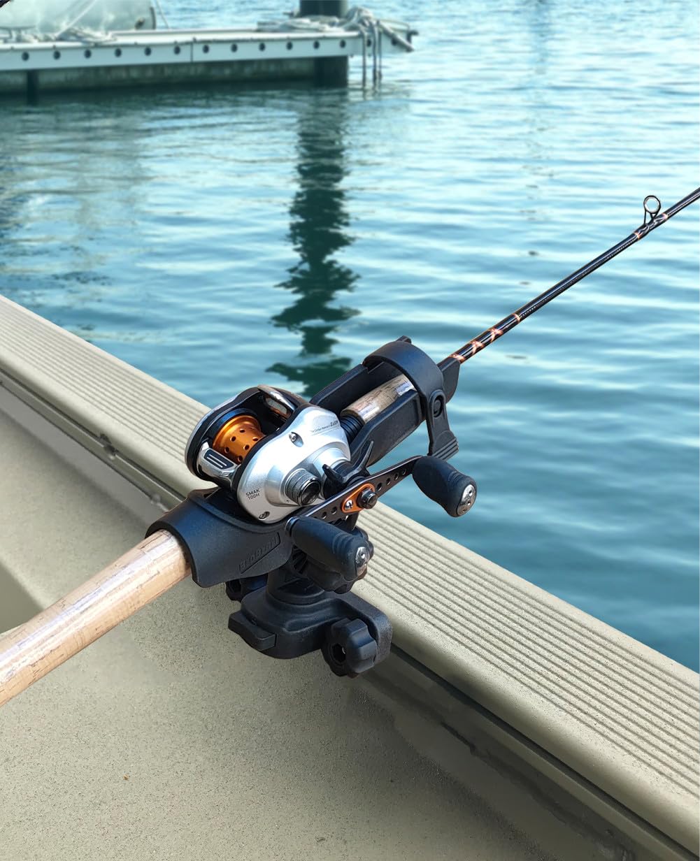 Brocraft Baitcaster/Spinning Rod Holder with 90 Degree Gunnel Track Mount for Versatrack, Lund Sport Track, Ranger Track Boats : Sports & Outdoors