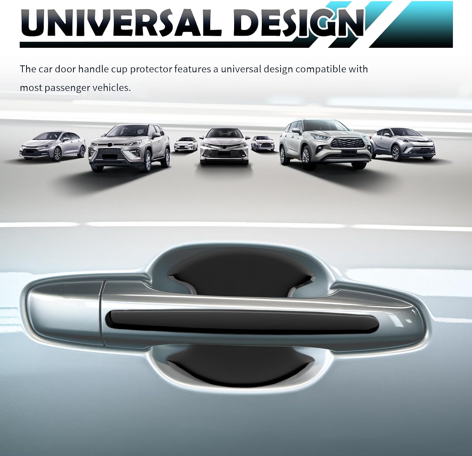 8PCS 2026 New Car Door Handle Protector Kit,Self-Adhesive Door Handle Cup Scratch Protector,Universal Car Doors Protectors Sticker Automotive Exterior Accessories for Most Vehicles (Black)