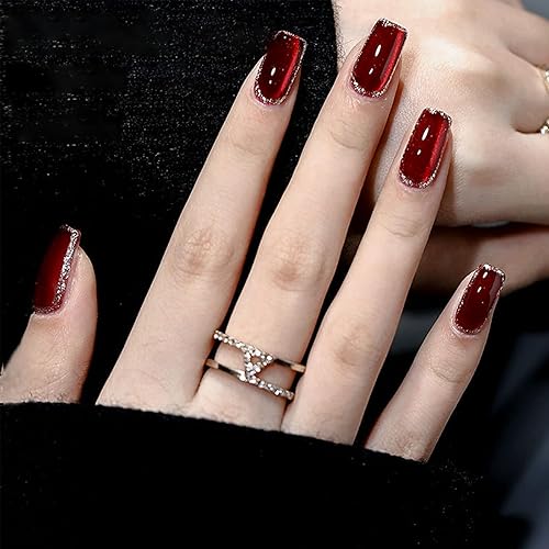 Miniatura 2 de NAILKISS Esmalte de gel magnético de ojo de gato rojo burdeos