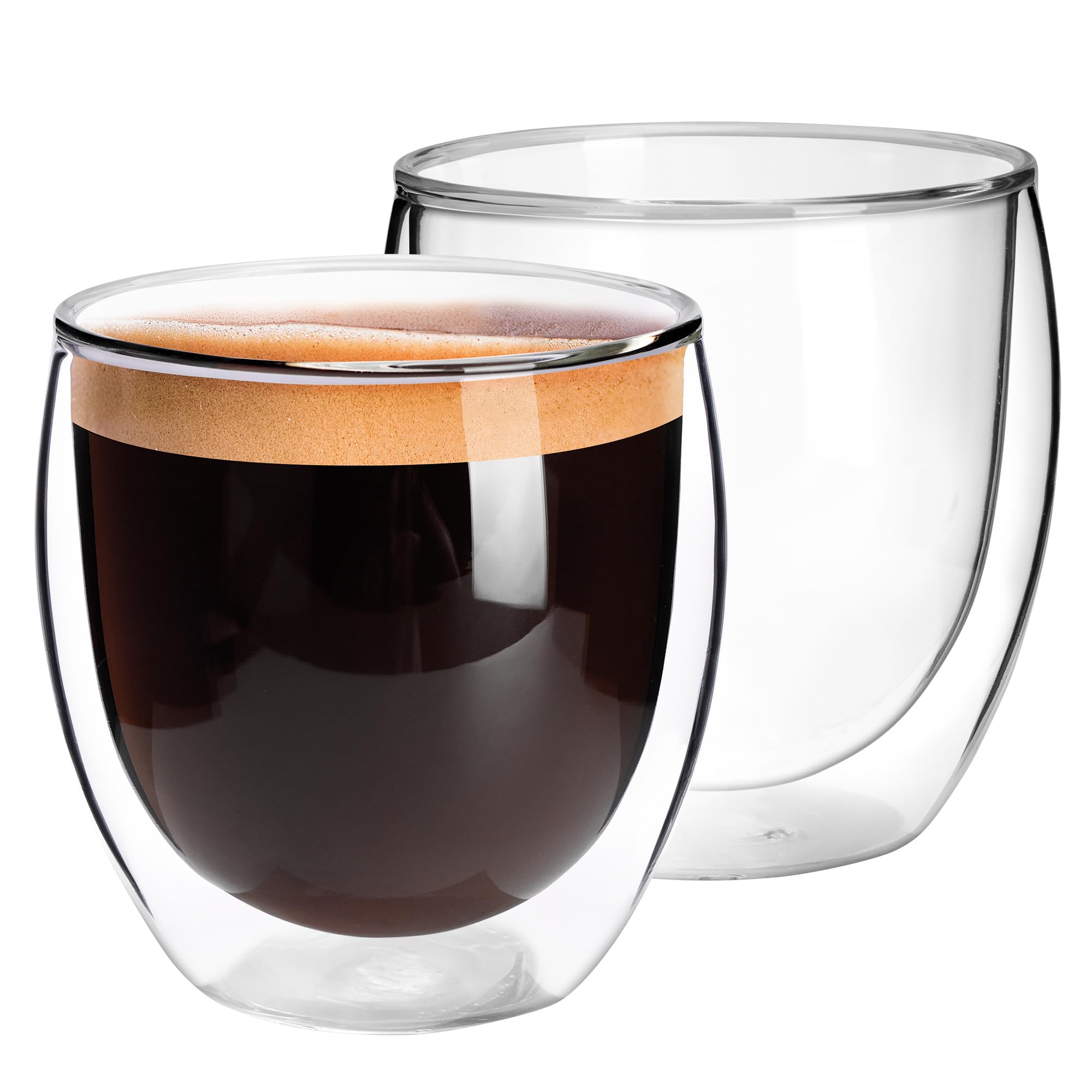 QUTREY 8oz Glass Mugs Set of 2