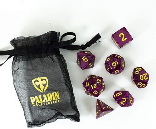 Miniatura 4 de Dados de RPG de perlas granate, juego completo poliédrico - 'Ciruela'