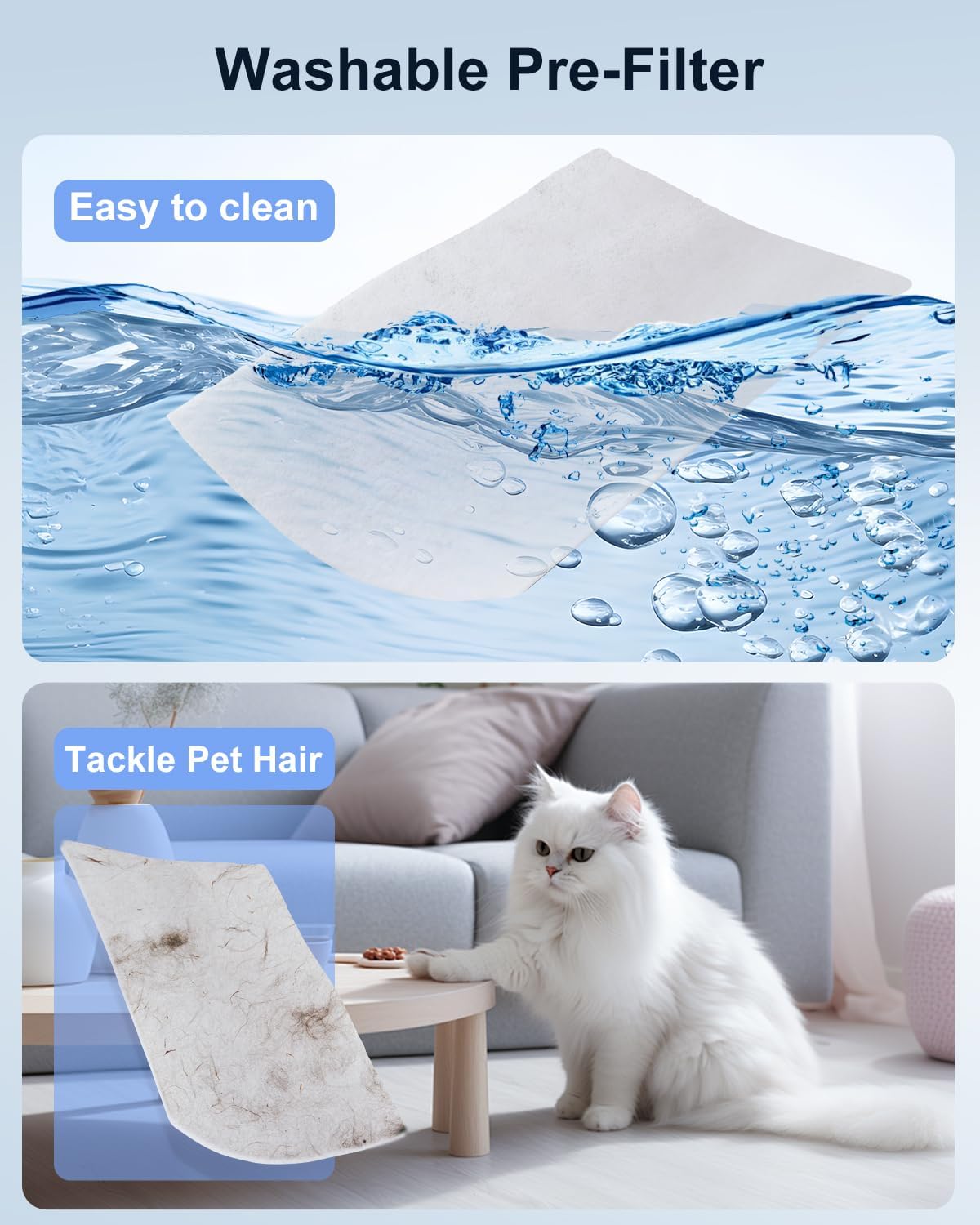 2 Pack MOOKA PR1 Genuine Air Purifier Replacement Filter, H13 True HEPA Air Purifiers for Home Large Room up to 2200sq.ft, with Washable Pre Filter, Removes Pollen Dander Smoke Pet Hair Dust - Image 4