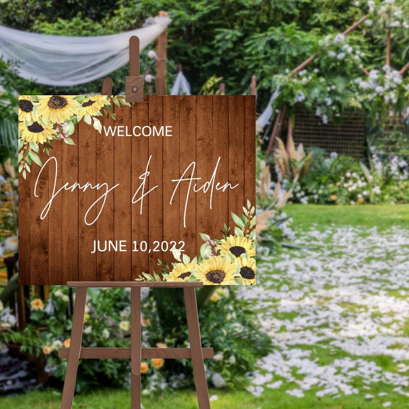 Panneau de bienvenue de mariage personnalisé en bois de ferme 40x50 cm