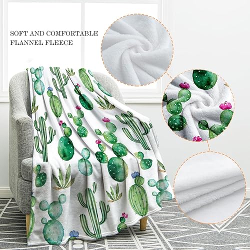 Miniatura 9 de Jekeno Manta de flores de cactus, suave, cálida y ligera, para niños, adultos, mujeres, regalo de 50 x 60 pulgadas