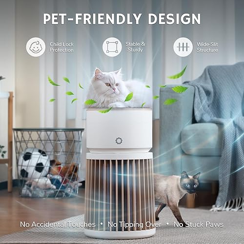 Miniatura 4 de Airthereal Purificador de aire HEPA H13 para mascotas con filtro lavable, filtro de aire para pelo de gato, caspa de mascotas, olor, polvo, humo,