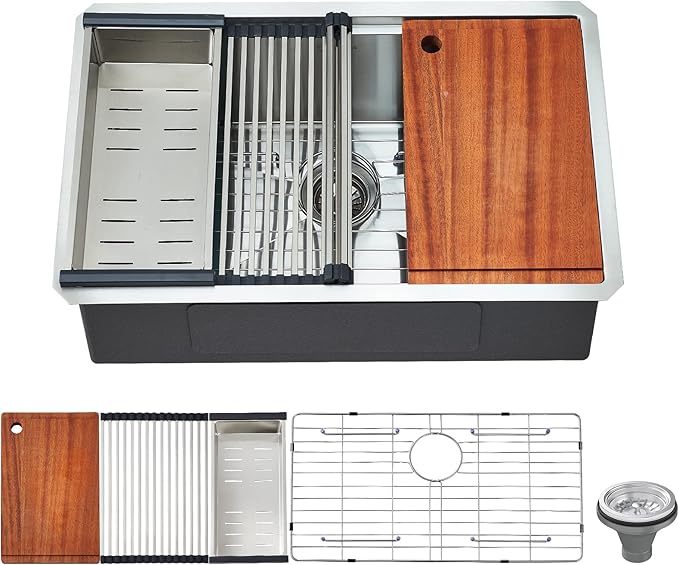 EcoChannels Undermount Kitchen Sink, 16 Gauge Stainless Steel Kitchen