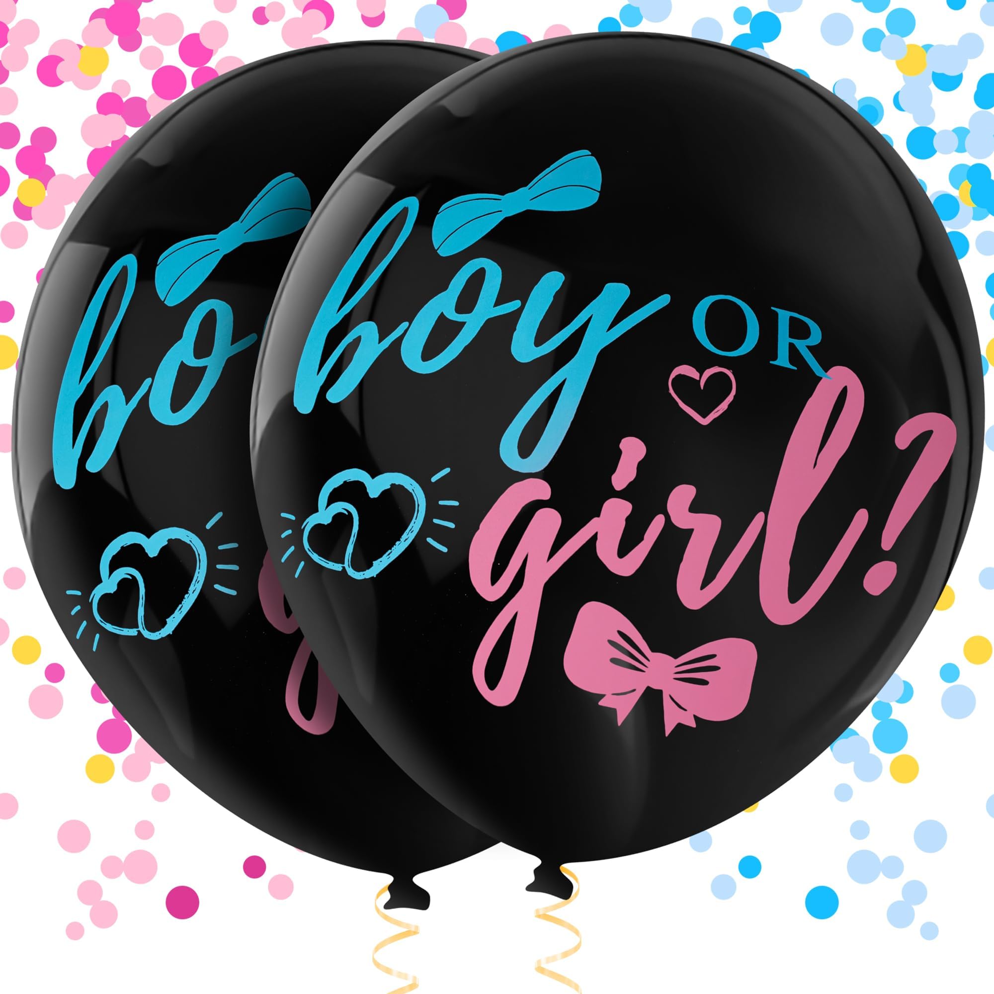 Gender Reveal Balloon Pop - 36 Inch Baby Gender Reveal Balloons With Confetti,2 Pcs Boy or Girl Balloon Gender Reveal Black Large,Big Balloon Gender Reveal Ideas