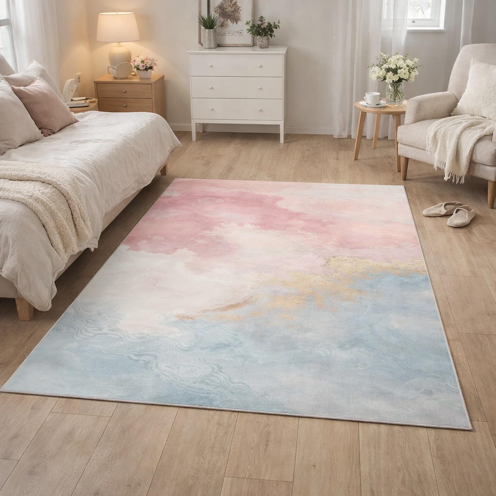 Tapis salon abstrait pour illuminer une pièce sombre grand format déco multicolore
