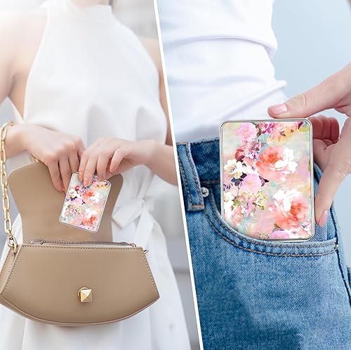 Miniatura 69 de Espejo de bolsillo, pequeño espejo de viaje con aumento, espejo cosmético portátil de doble cara con aumento para uso diario (mármol azul)