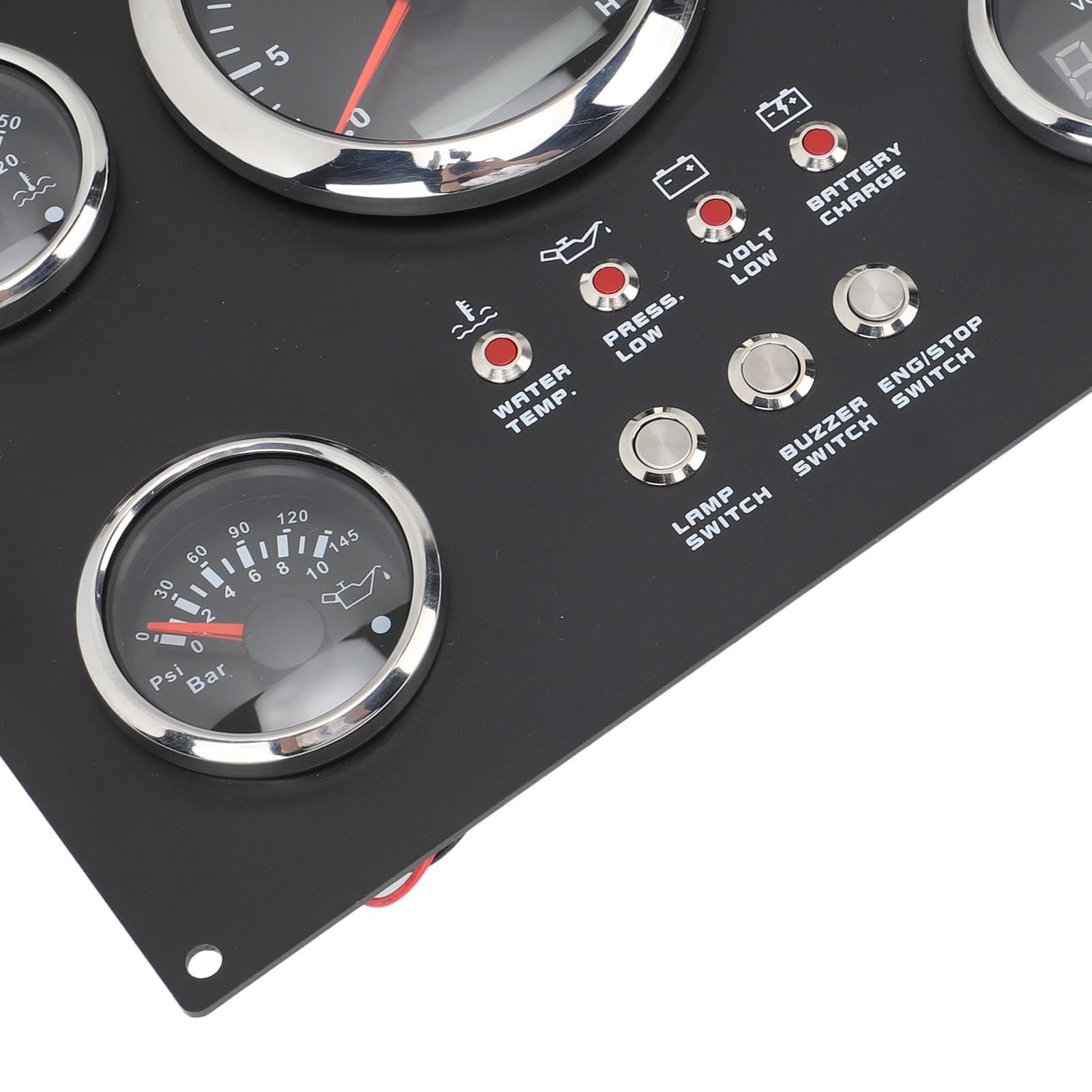 Juego de Manómetros para Panel de Instrumentos de Yate, 85mm, 24V, 0-3000RPM, Temperatura del Agua, Nivel de Aceite, Manómetro de Presión de Aceite con Llave (led rojo)